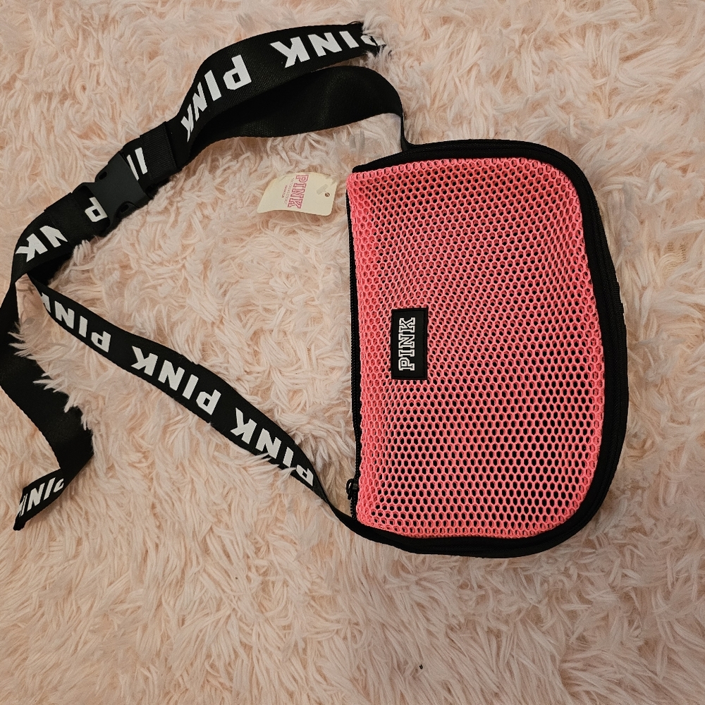Pink neon mesh waist bag